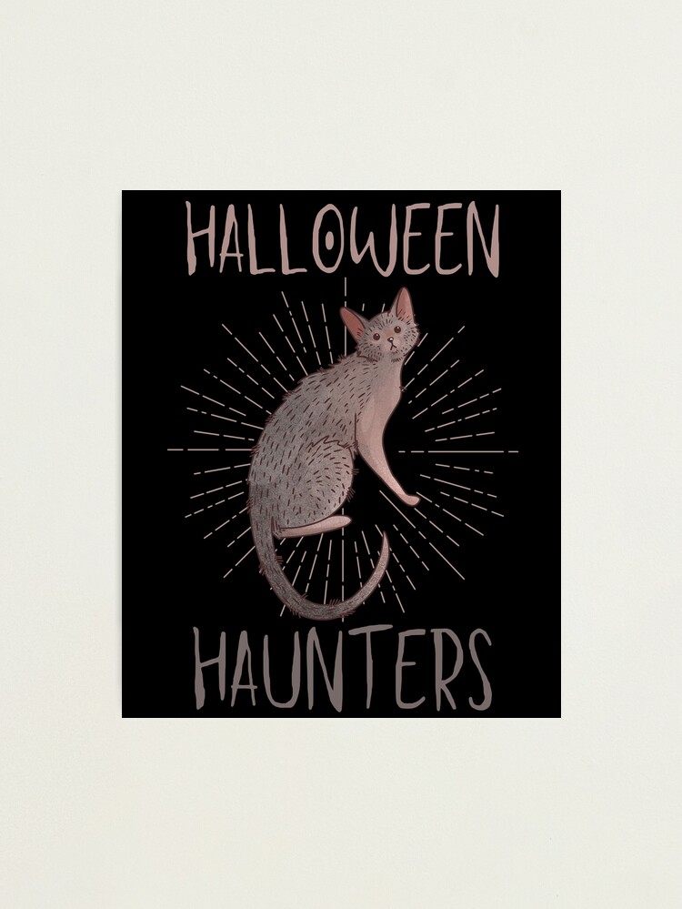 Photographic Print, Halloween Haunters - Lykoi Werewolf Cat - Halloween design designed and sold by FelineEmporium