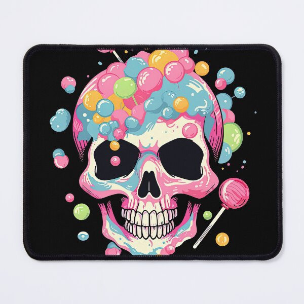 Item preview, Colorful Bubblegum Skull Lollipop Pink and Blue Sweets Juicy Spooky Halloween designed and sold by BubbleBone.