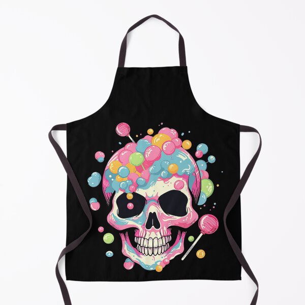 Aperçu de l'œuvre Colorful Bubblegum Skull Lollipop Pink and Blue Sweets Juicy Spooky Halloween créée et vendue par BubbleBone.