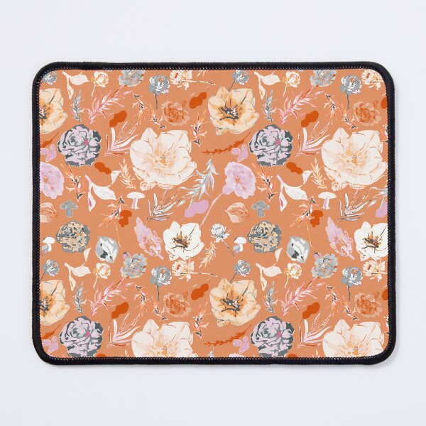 Item preview, Elegant Dark Orange Canvas with Soft Purple, White, and Gray Florals designed and sold by ara-designs.