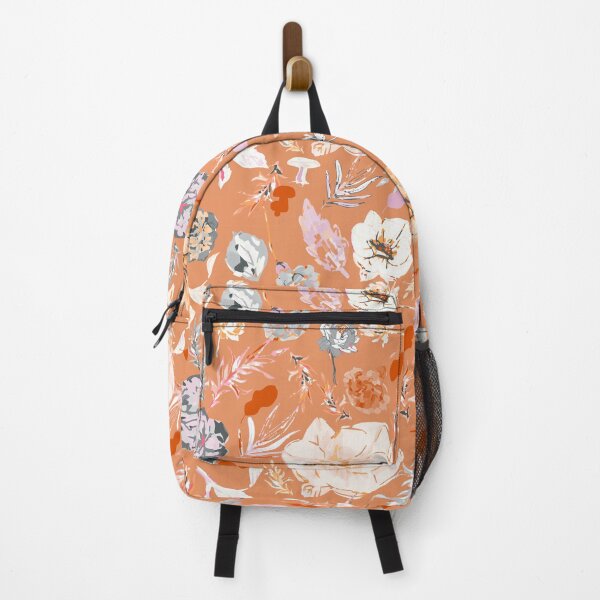 Item preview, Elegant Dark Orange Canvas with Soft Purple, White, and Gray Florals designed and sold by ara-designs.