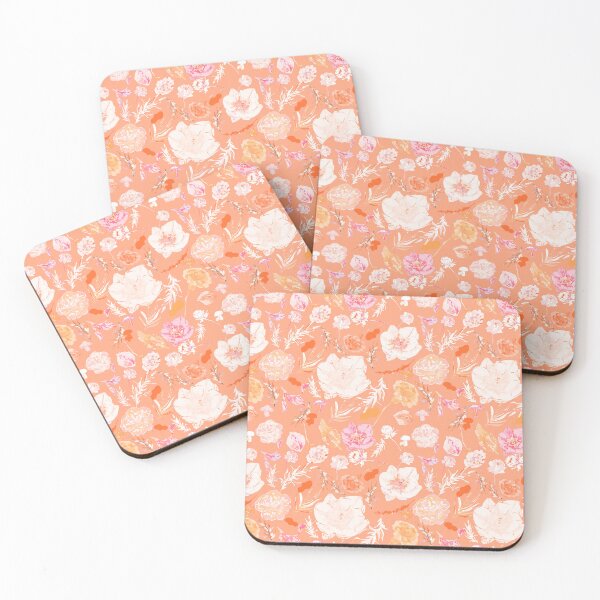 Item preview, Vivid Dark Orange Canvas with Soft Purple, White, and Red Florals designed and sold by ara-designs.