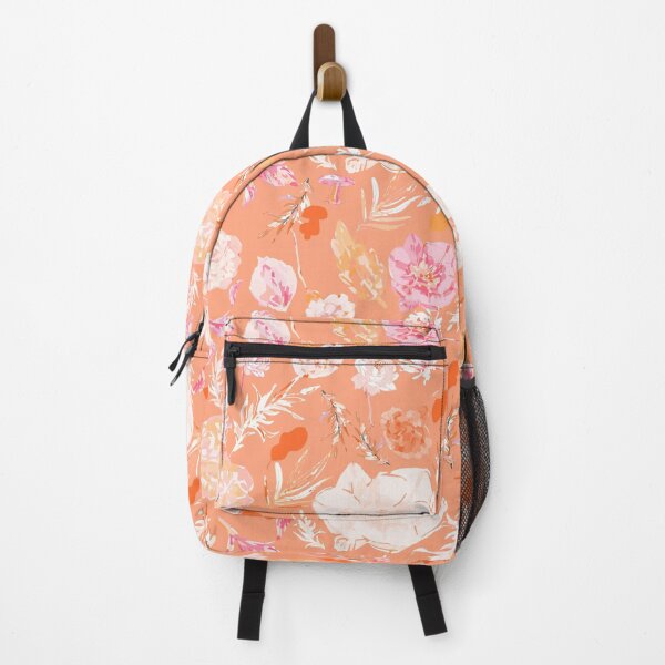 Item preview, Vivid Dark Orange Canvas with Soft Purple, White, and Red Florals designed and sold by ara-designs.