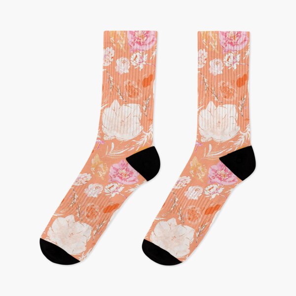 Item preview, Vivid Dark Orange Canvas with Soft Purple, White, and Red Florals designed and sold by ara-designs.