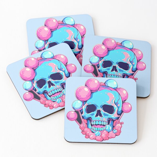 Item preview, Colorful Bubblegum Skull Lollipop Pink and Blue Sweets Juicy Spooky Halloween designed and sold by BubbleBone.