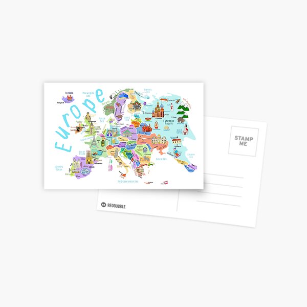 Aperçu de l'œuvre Illustration de la carte éducative de l’Europe par l’artiste Carla Daly créée et vendue par Carla Daly.