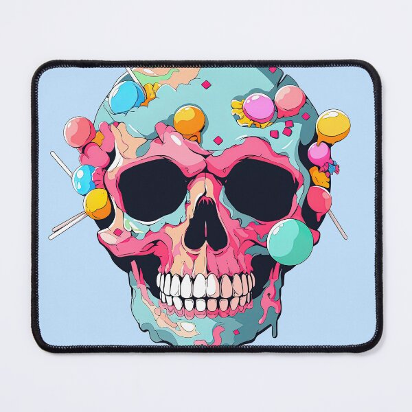 Item preview, Colorful Bubblegum Skull Lollipop Pink and Blue Sweets Juicy Spooky Halloween designed and sold by BubbleBone.