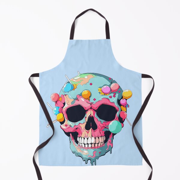 Aperçu de l'œuvre Colorful Bubblegum Skull Lollipop Pink and Blue Sweets Juicy Spooky Halloween créée et vendue par BubbleBone.
