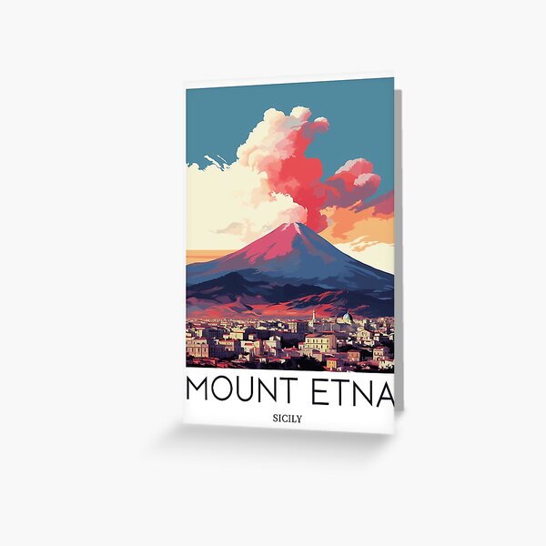 Item preview, A Pop Art Travel Print of Mount Etna - Sicily - Italy designed and sold by StudioRedKoala.