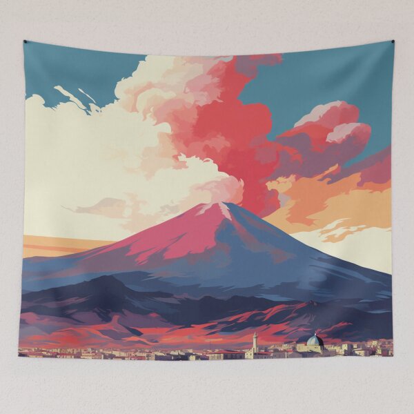 Item preview, A Pop Art Travel Print of Mount Etna - Sicily - Italy designed and sold by StudioRedKoala.