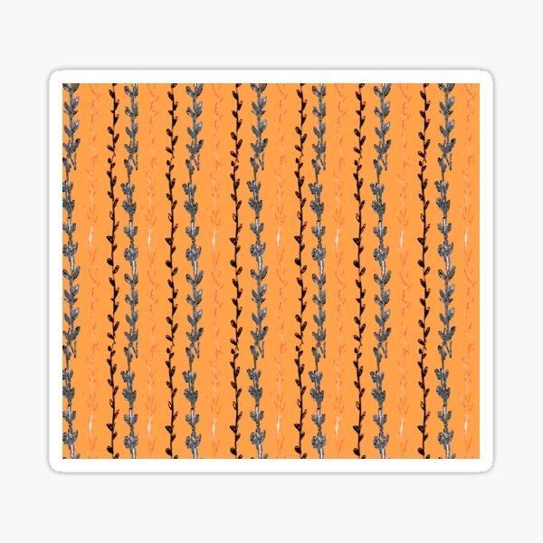 Watercolor Vines and Creepers in Red on Orange Sticker