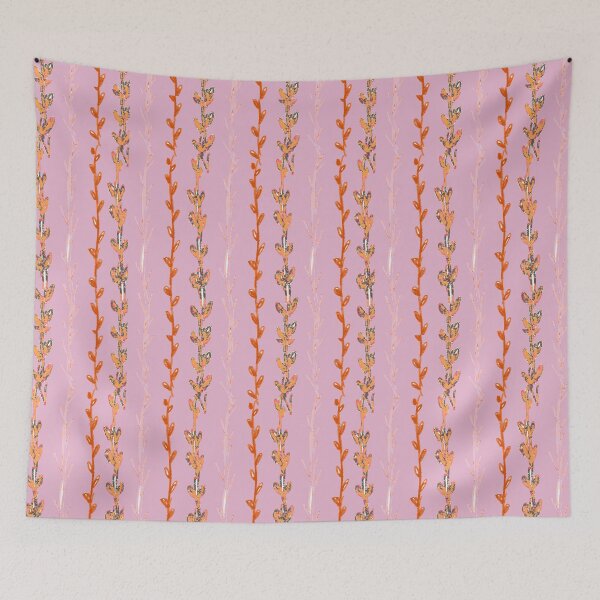 Item preview, Watercolor Vines and Creepers: Orange, White, Red on Pink designed and sold by ara-designs.