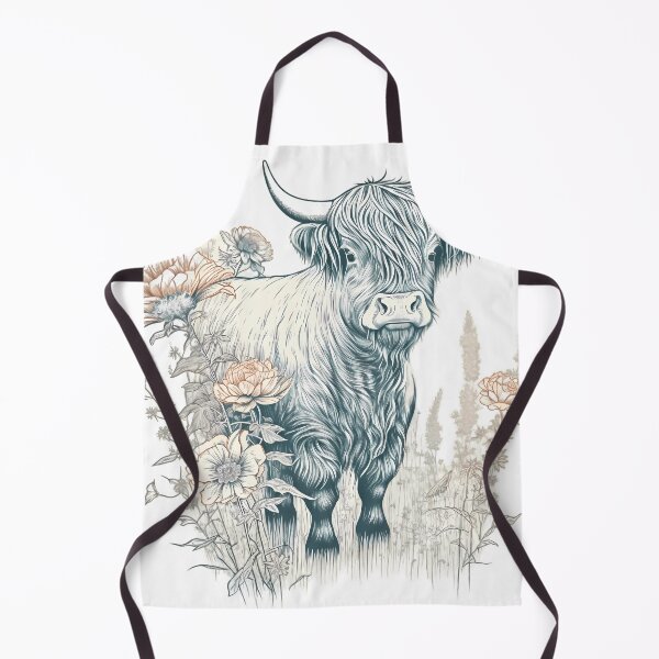 Item preview, "Vintage Highland Cow and Flower" designed and sold by Art-Vortex-fr.