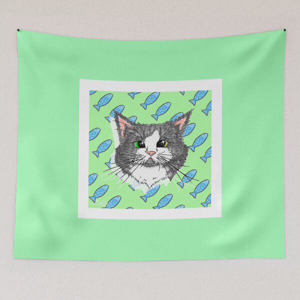 Item preview, The kitten who dreams of little fish designed and sold by MaybeBbArt.
