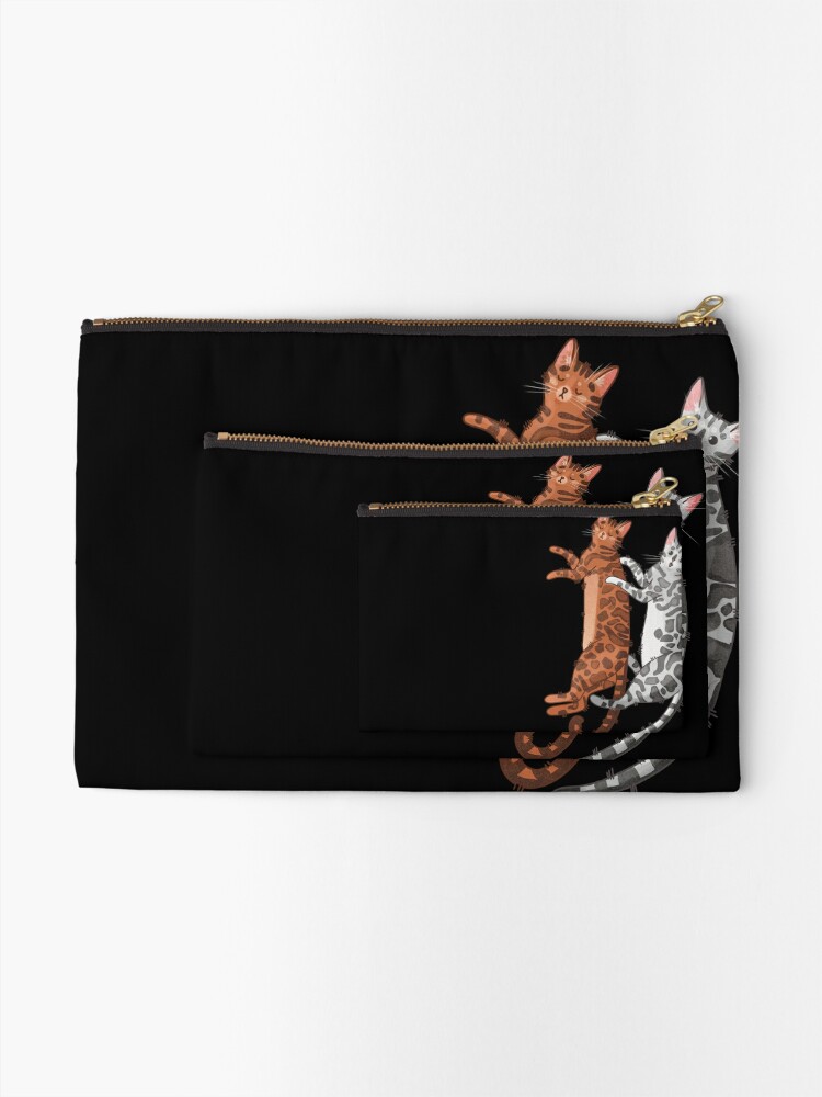 Thumbnail 2 of 4, Zipper Pouch, Cuddling Bengals - Cute Gifts for Cat Lovers designed and sold by FelineEmporium.