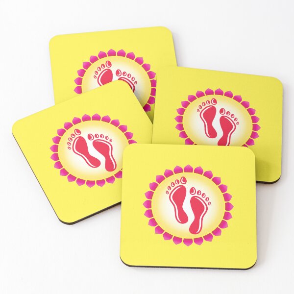 Item preview, Sacred Footprint Sign in Hindu Religion in a Circle Created with Pink Lotus Petals designed and sold by Wiggly Lines.