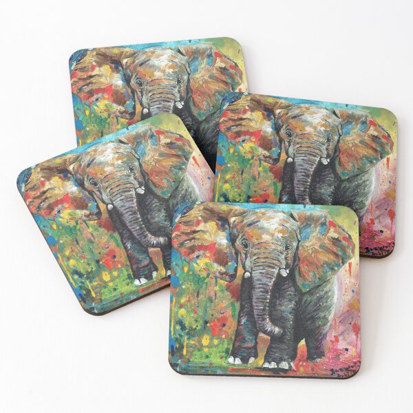 Item preview, BABY ELEPHANT ACRYLIC SPLATTER PAINTING  designed and sold by BazwoldArtist.