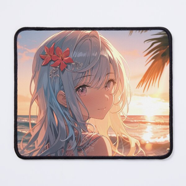 Item preview, Beautiful Anime Girl in The Majestic Sunset, Anime Style Cute Girl in the Beach, High Quality AI Images designed and sold by DigitAIShop.
