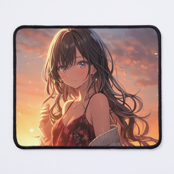 Item preview, Beautiful Anime Girl in The Majestic Sunset, Anime Style Cute Girl in the Beach, High Quality AI Images designed and sold by DigitAIShop.