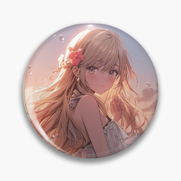 Item preview, Beautiful Anime Girl in The Majestic Sunset, Anime Style Cute Girl in the Beach, High Quality AI Images designed and sold by DigitAIShop.