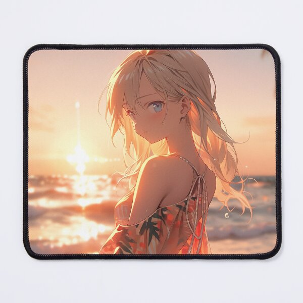 Item preview, Beautiful Anime Girl in The Majestic Sunset, Anime Style Cute Girl in the Beach, High Quality AI Images designed and sold by DigitAIShop.