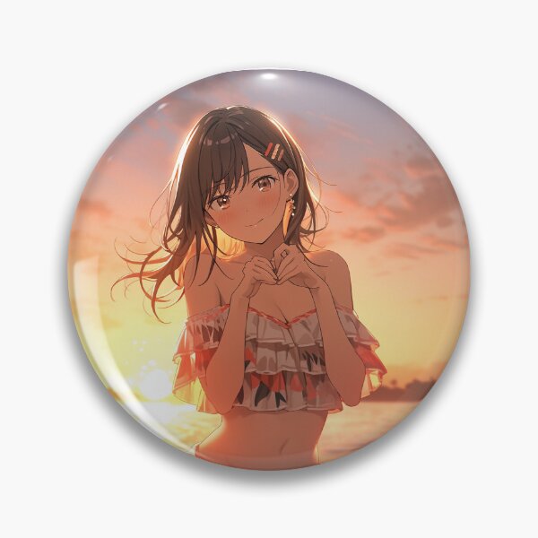 Item preview, Beautiful Anime Girl in The Majestic Sunset, Anime Style Cute Girl in the Beach, High Quality AI Images designed and sold by DigitAIShop.