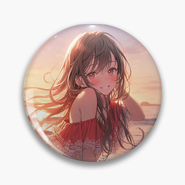 Item preview, Beautiful Anime Girl in The Majestic Sunset, Anime Style Cute Girl in the Beach, High Quality AI Images designed and sold by DigitAIShop.