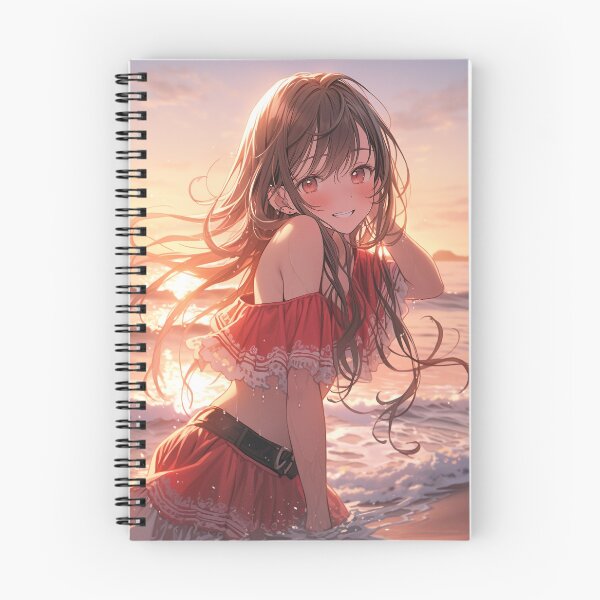 Item preview, Beautiful Anime Girl in The Majestic Sunset, Anime Style Cute Girl in the Beach, High Quality AI Images designed and sold by DigitAIShop.