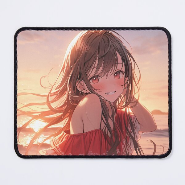 Item preview, Beautiful Anime Girl in The Majestic Sunset, Anime Style Cute Girl in the Beach, High Quality AI Images designed and sold by DigitAIShop.