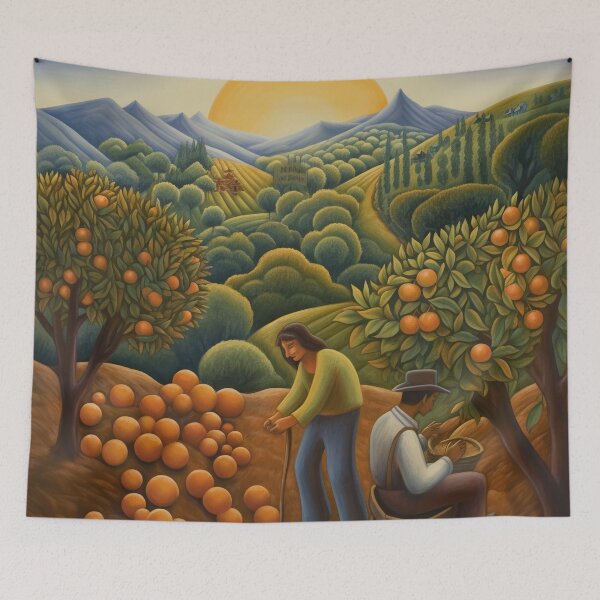Item preview, Orange Pickers at End of Day in Orchard designed and sold by YoPedro.