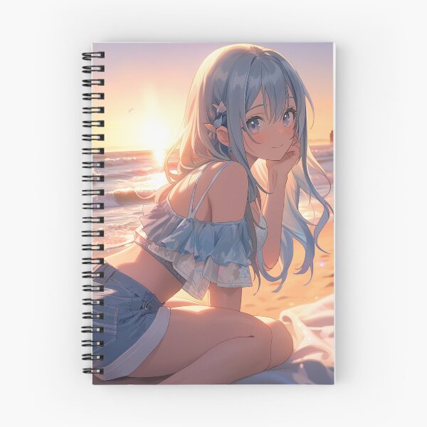 Item preview, Beautiful Anime Girl in The Majestic Sunset, Anime Style Cute Girl in the Beach, High Quality AI Images designed and sold by DigitAIShop.