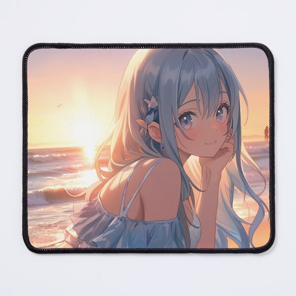 Item preview, Beautiful Anime Girl in The Majestic Sunset, Anime Style Cute Girl in the Beach, High Quality AI Images designed and sold by DigitAIShop.
