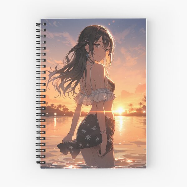 Item preview, Beautiful Anime Girl in The Majestic Sunset, Anime Style Cute Girl in the Beach, High Quality AI Images designed and sold by DigitAIShop.