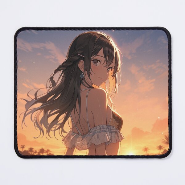 Item preview, Beautiful Anime Girl in The Majestic Sunset, Anime Style Cute Girl in the Beach, High Quality AI Images designed and sold by DigitAIShop.