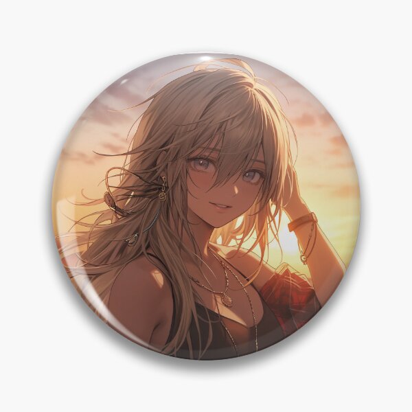 Item preview, Beautiful Anime Girl in The Majestic Sunset, Anime Style Cute Girl in the Beach, High Quality AI Images designed and sold by DigitAIShop.