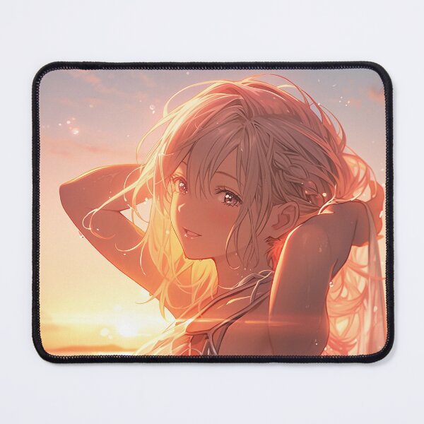 Item preview, Beautiful Anime Girl in The Majestic Sunset, Anime Style Cute Girl in the Beach, High Quality AI Images designed and sold by DigitAIShop.