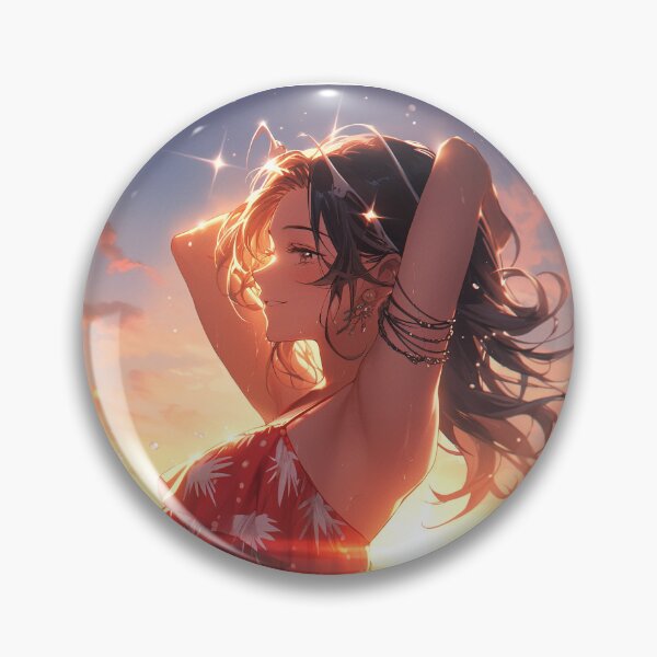 Item preview, Beautiful Anime Girl in The Majestic Sunset, Anime Style Cute Girl in the Beach, High Quality AI Images designed and sold by DigitAIShop.