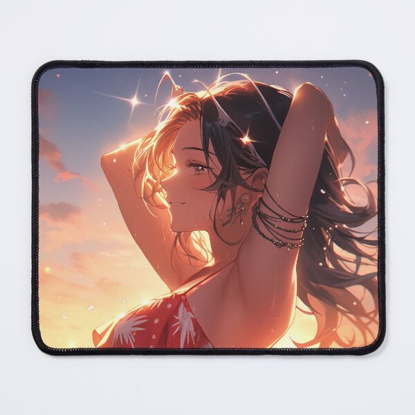Item preview, Beautiful Anime Girl in The Majestic Sunset, Anime Style Cute Girl in the Beach, High Quality AI Images designed and sold by DigitAIShop.