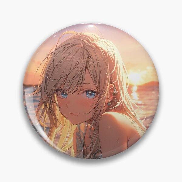 Item preview, Beautiful Anime Girl in The Majestic Sunset, Anime Style Cute Girl in the Beach, High Quality AI Images designed and sold by DigitAIShop.