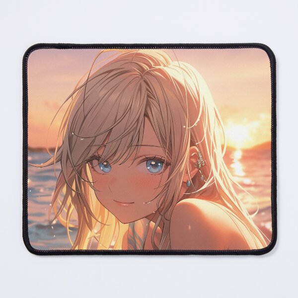 Item preview, Beautiful Anime Girl in The Majestic Sunset, Anime Style Cute Girl in the Beach, High Quality AI Images designed and sold by DigitAIShop.
