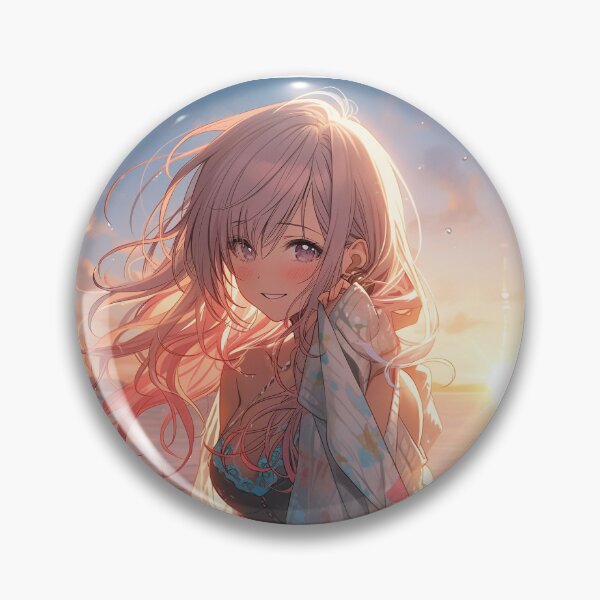 Item preview, Beautiful Anime Girl in The Majestic Sunset, Anime Style Cute Girl in the Beach, High Quality AI Images designed and sold by DigitAIShop.
