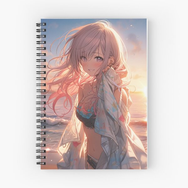 Item preview, Beautiful Anime Girl in The Majestic Sunset, Anime Style Cute Girl in the Beach, High Quality AI Images designed and sold by DigitAIShop.
