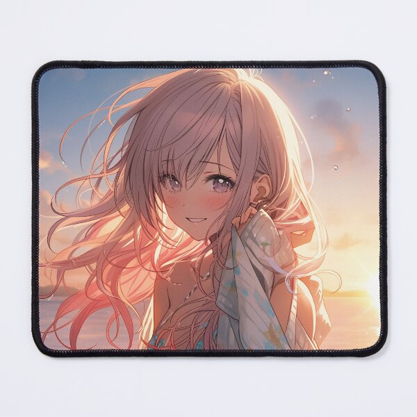 Item preview, Beautiful Anime Girl in The Majestic Sunset, Anime Style Cute Girl in the Beach, High Quality AI Images designed and sold by DigitAIShop.