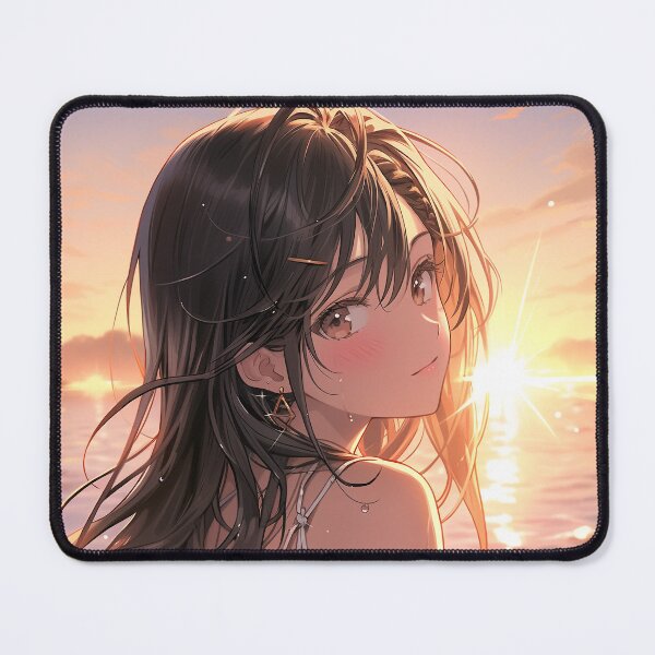 Item preview, Beautiful Anime Girl in The Majestic Sunset, Anime Style Cute Girl in the Beach, High Quality AI Images designed and sold by DigitAIShop.