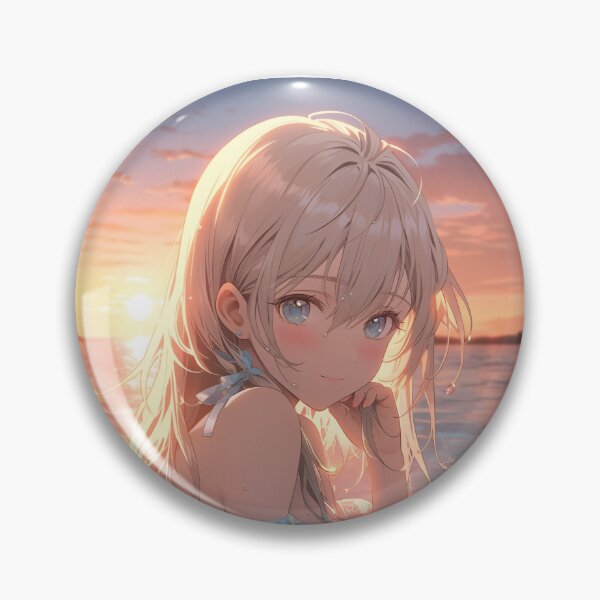 Item preview, Beautiful Anime Girl in The Majestic Sunset, Anime Style Cute Girl in the Beach, High Quality AI Images designed and sold by DigitAIShop.