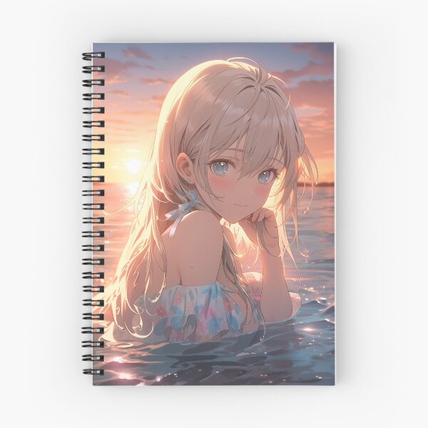 Item preview, Beautiful Anime Girl in The Majestic Sunset, Anime Style Cute Girl in the Beach, High Quality AI Images designed and sold by DigitAIShop.
