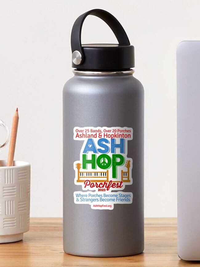 Sticker, AshHop Porchfest - Ashland & Hopkinton (AshHopPorchFest1-2023-09) designed and sold by Regal-Music