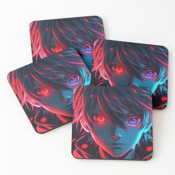 Item preview, "Eyes of the Neon Demon: Anime Boy's Hypnotic Stare"  designed and sold by AyushAIImage01.