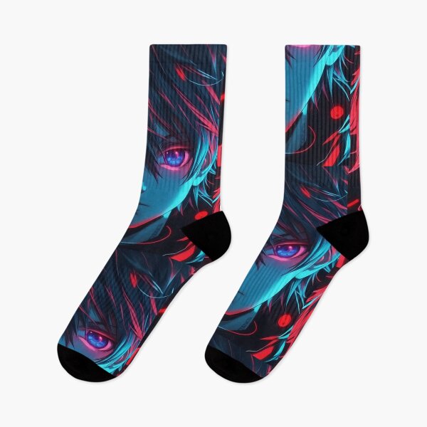 Item preview, "Eyes of the Neon Demon: Anime Boy's Hypnotic Stare"  designed and sold by AyushAIImage01.