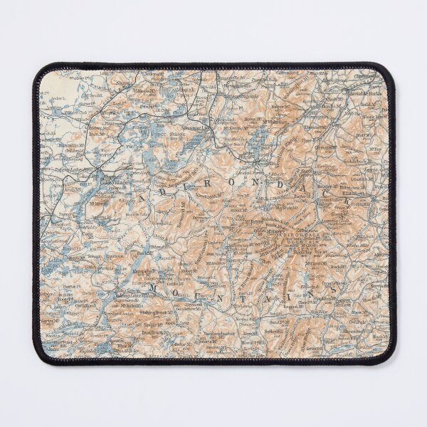 Item preview, Adirondack Mountains 1909 Map Print designed and sold by VoyagerVintage.